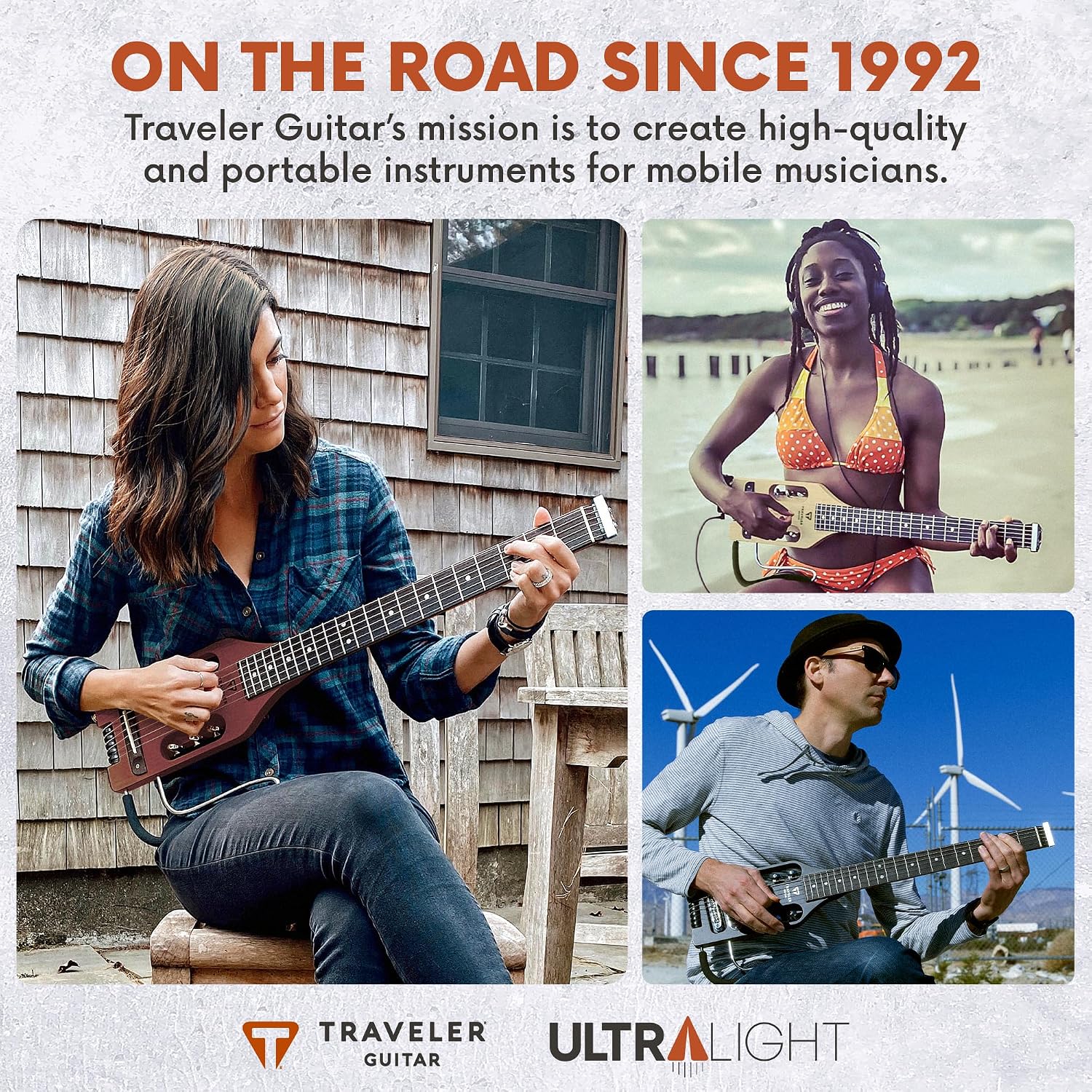 Traveler Guitar Ultra-Light Electric Guitar Maple | Portable Electric with Removable Lap Rest | Full 24 3/4' Scale Headless Guitar | Custom Gig Bag Included