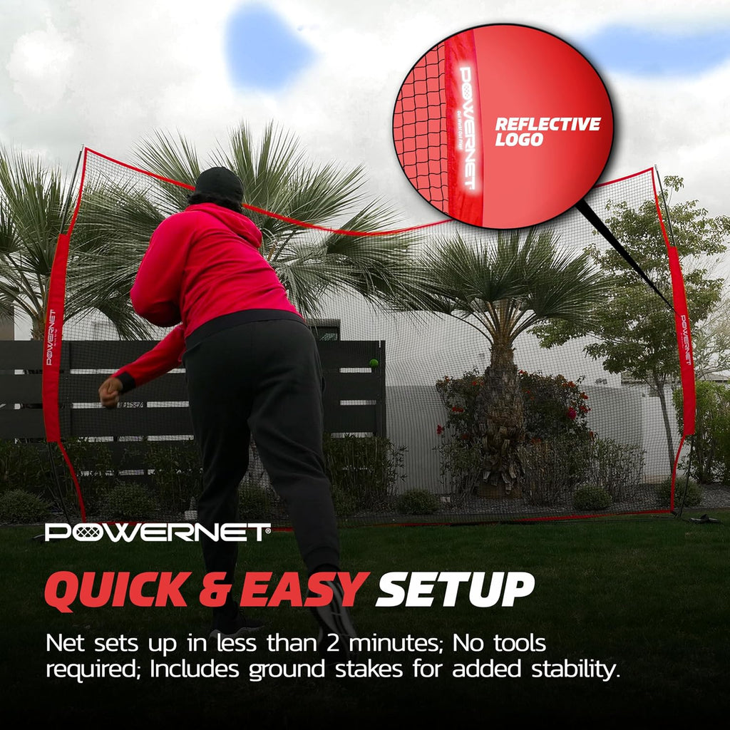 PowerNet Portable Sports Rebounder -Basketball, Volleyball, Soccer, Baseball, Softball and Lacrosse, Backyard & Garage Backstop, Indoor Outdoor Safety Net for Protection