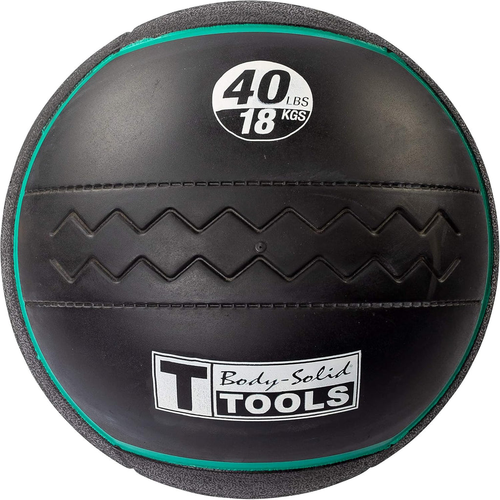 Body-Solid Heavy Rubber Medicine Ball - Non Bouncing Wall Balls for Strength Training, Weight Loss Workout, Core Exercise and Home Gym Fitness, Black