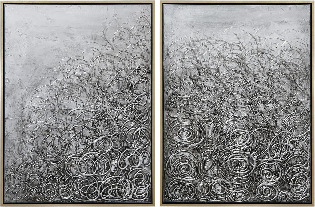 Empire Art Direct Abstract Wall Art Textured Hand Painted Canvas by Martin Edwards, Diptych, 48' x 36' each, Circular Logic