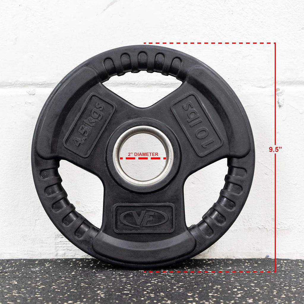 Valor Fitness OP Olympic Weight Plates Coated Rubber Weights w/Weight Plate Set, Barbell Weights w/Grips for Home Gym