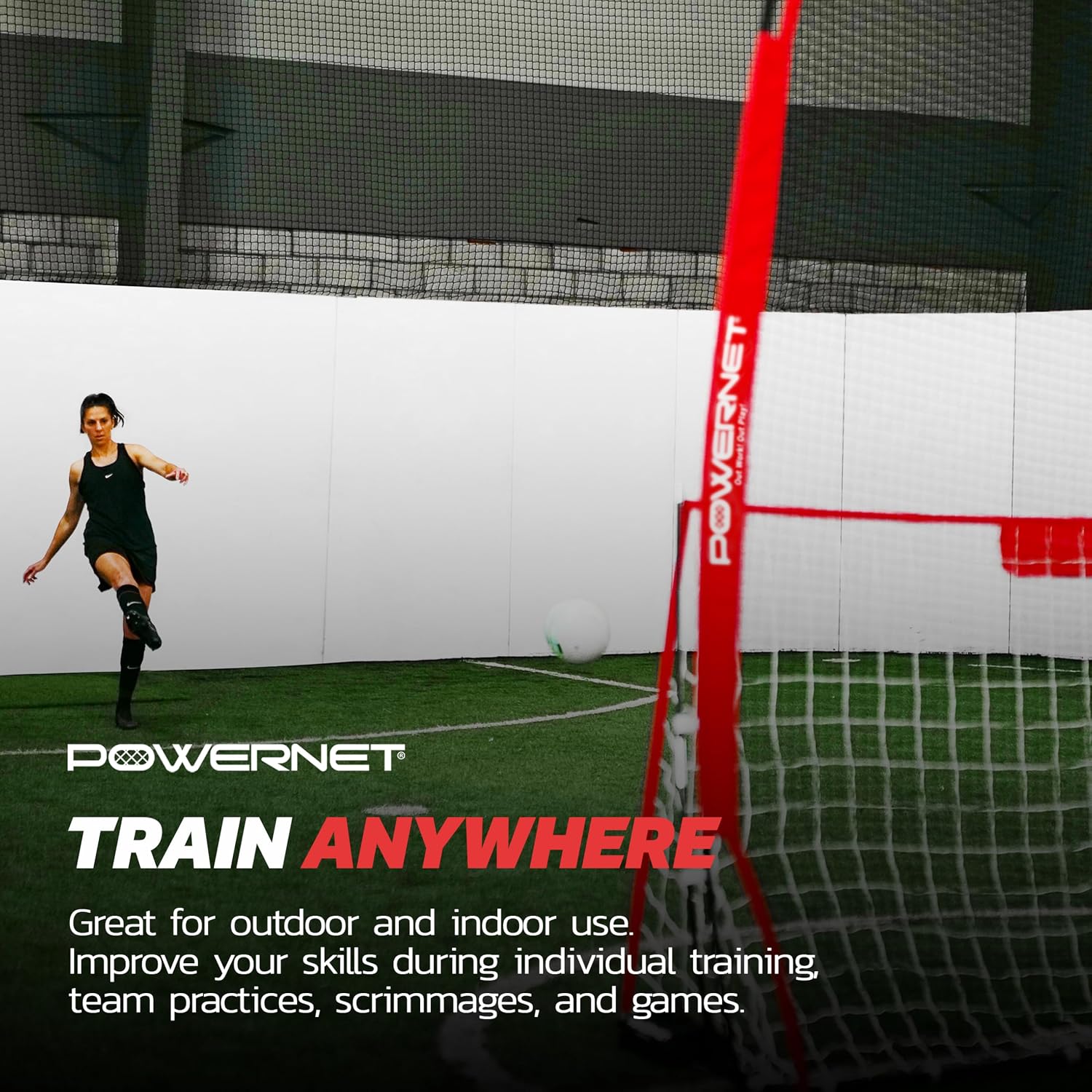 PowerNet Portable Sports Rebounder -Basketball, Volleyball, Soccer, Baseball, Softball and Lacrosse, Backyard & Garage Backstop, Indoor Outdoor Safety Net for Protection