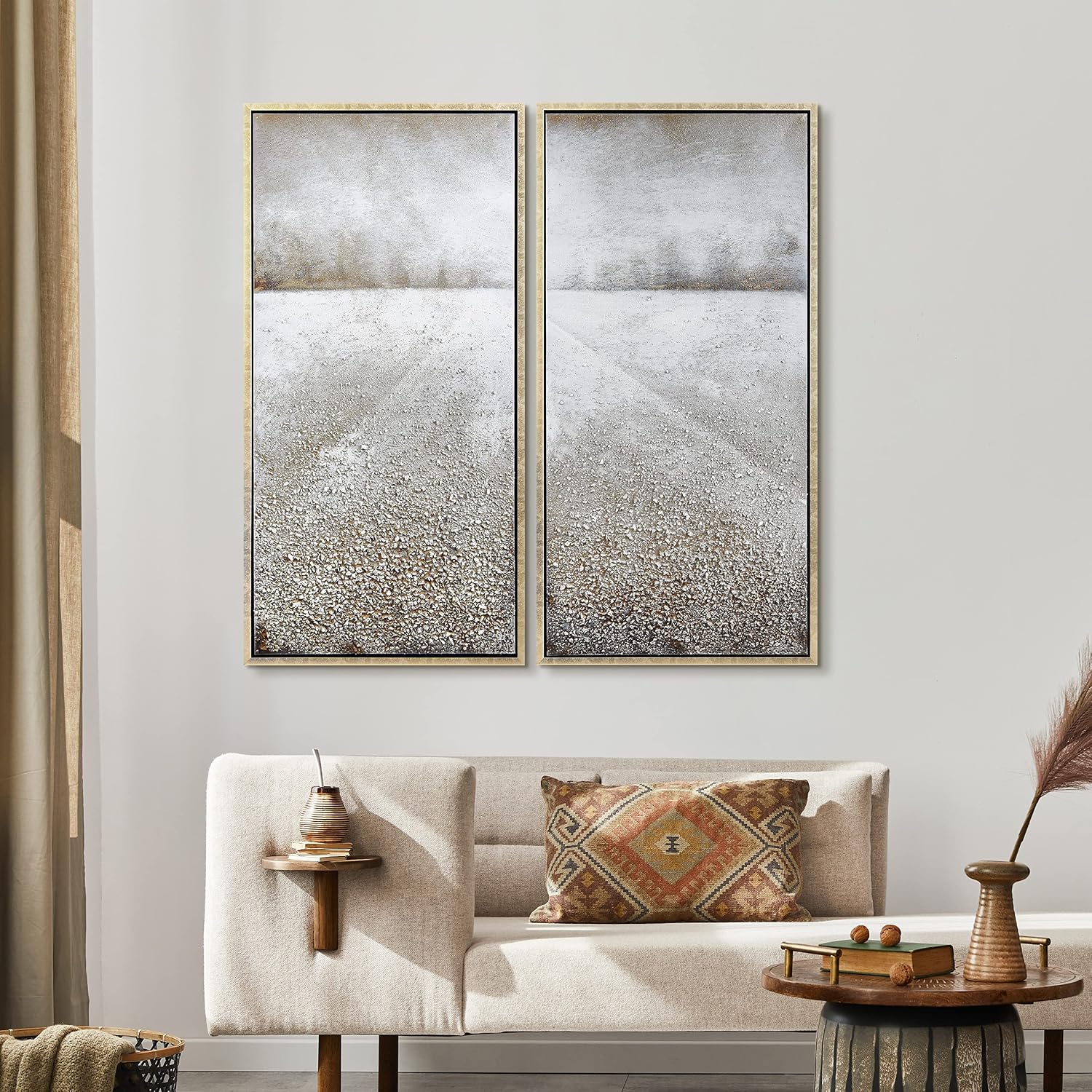 Empire Art Direct Abstract Wall Art Textured Hand Painted Canvas by Martin Edwards, Diptych, 48' x 24' each, Pebble Road