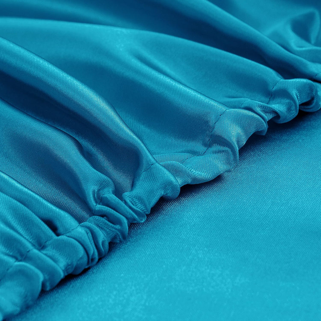 16 Momme 100% Mulberry Silk Bedding Set Twin Size 4-Piece Luxury (2 Pillowcases, 1 Fitted Sheet, 1 Flat Sheet) - 6A Grade Natural Silk Fits 22-25' Deep Pocket (Solid, Turquoise)