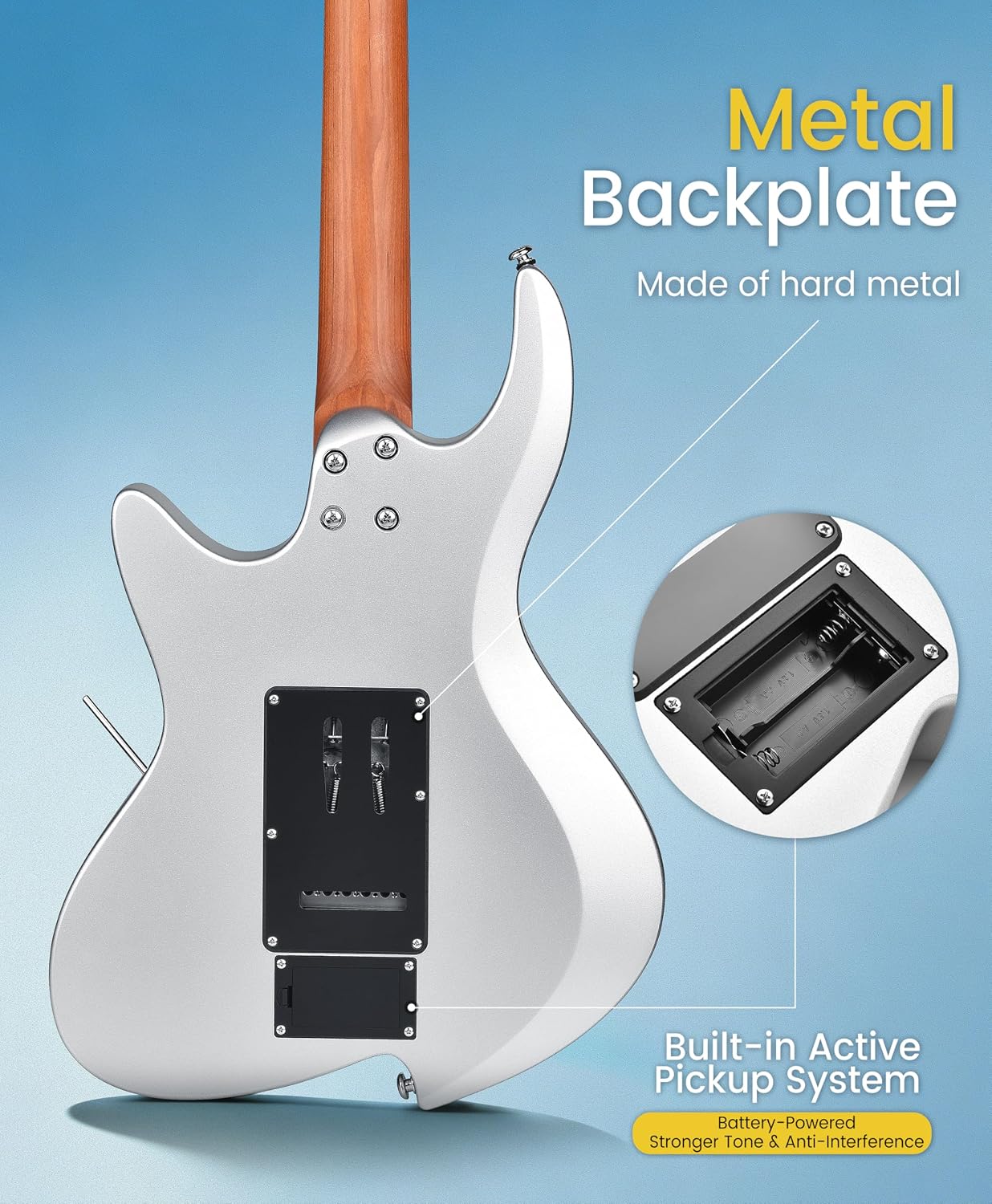 Leo Jaymz Character Series Electric Guitar with Roasted Maple Neck, SSH Active Pickups, Built-in Multi-Effects & Vintage Tremolo(Matte Silver)