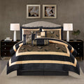 Stratford Park Elegant Leaves 7-Piece Comforter Bedding Set, Bronze, Queen Size, Short Plush Print Comforter Set, All Season Bedding Set
