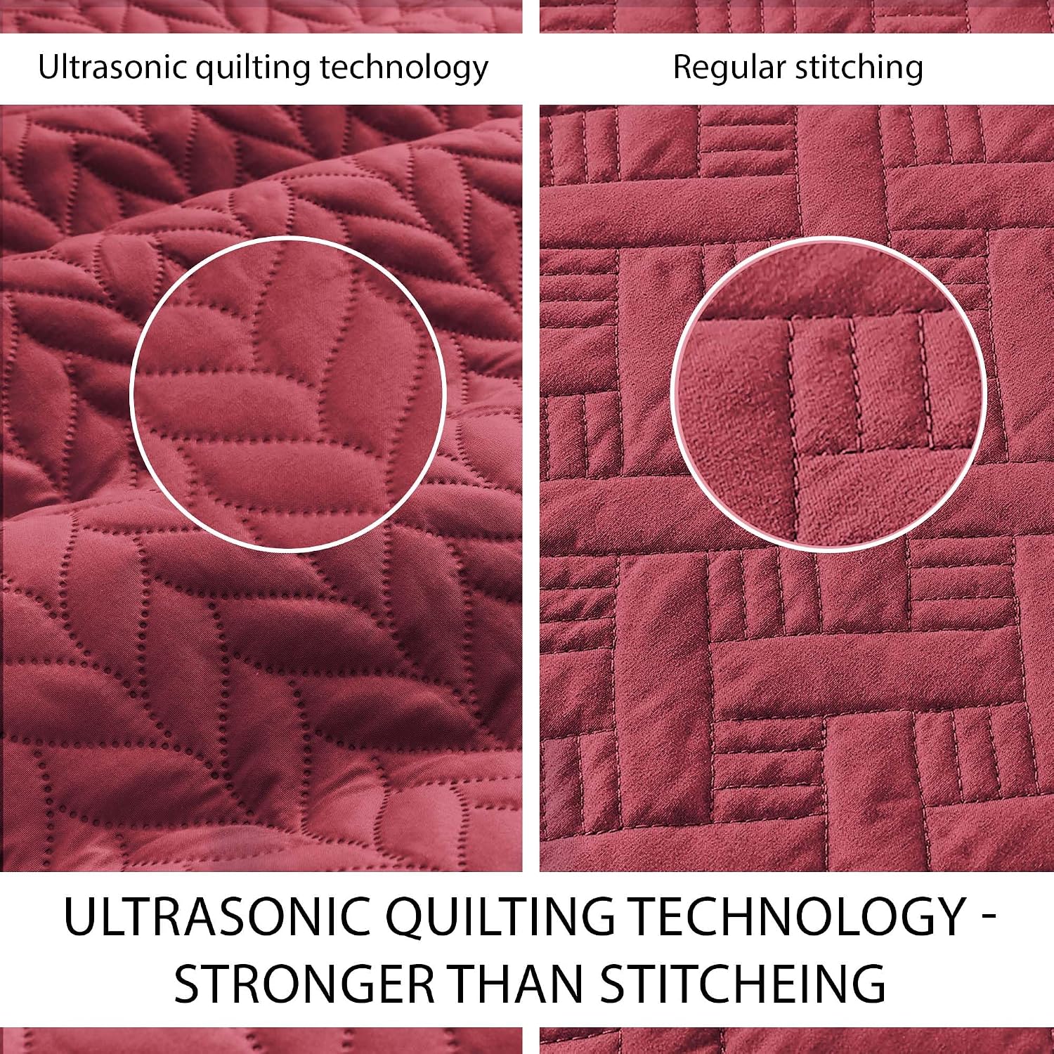 MOONLIGHT20015 Twin Quilt Bedding Set (68' x 86') - Bulk Pack of 10 Wholesale for Hotels, Guest Bedroom & Airbnbs - Lightweight Microfiber Reversible Embossed Quilts Bedspreads (Burgundy)