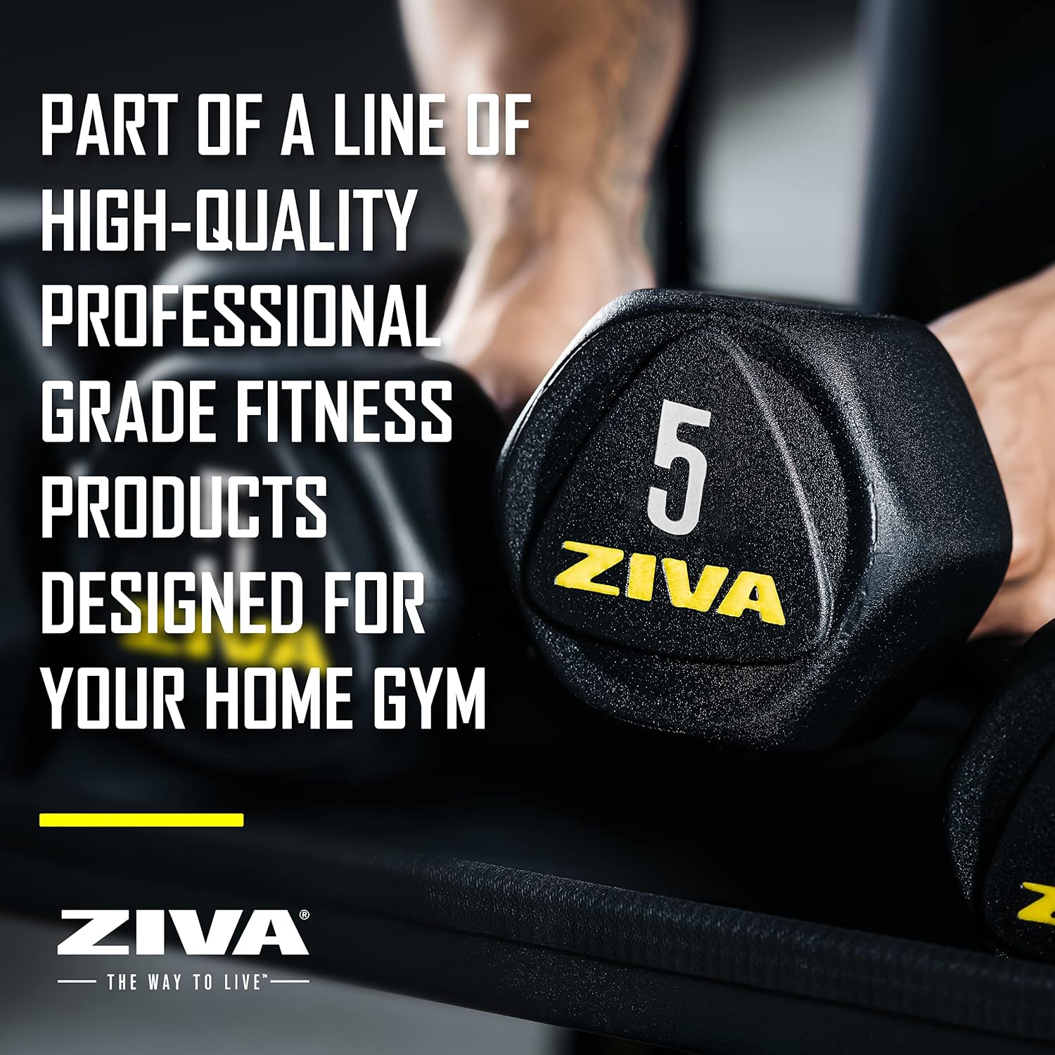 ZIVA Premium Hex Dumbbells – Commercial Grade Rubber Urethane Coated Free Weights for Strength Training, Weightlifting, Home Gym – Durable Steel Core – Sold in Pairs and Sets