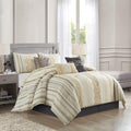 Stratford Park Beige/Ivory Boho Geometric California King Comforter Set, 7 Piece, Print & Terry Embroidery Home Decor, Premium Lightweight Microfiber