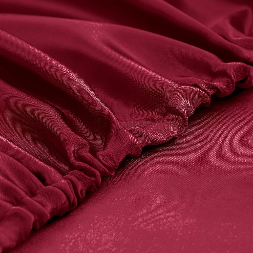 22 Momme 100% Mulberry Silk Bedding Set - 4-Piece Luxury Queen Size (2 Pillowcases, 1 Fitted Sheet, 1 Flat Sheet) - Fits 14-16' Deep Pocket (Solid, Burgundy)