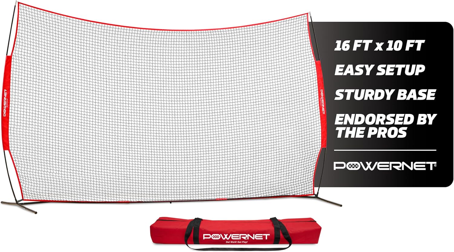 PowerNet Portable Sports Rebounder -Basketball, Volleyball, Soccer, Baseball, Softball and Lacrosse, Backyard & Garage Backstop, Indoor Outdoor Safety Net for Protection