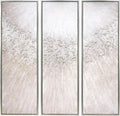 Empire Art Direct Silver Radiant Trio Textured Glitter Hand Painted Framed Canvas Wall Art with Silver Leaf, Ready to Hang, Living Room, Bedroom & Office, 20'x60'x1.5' each