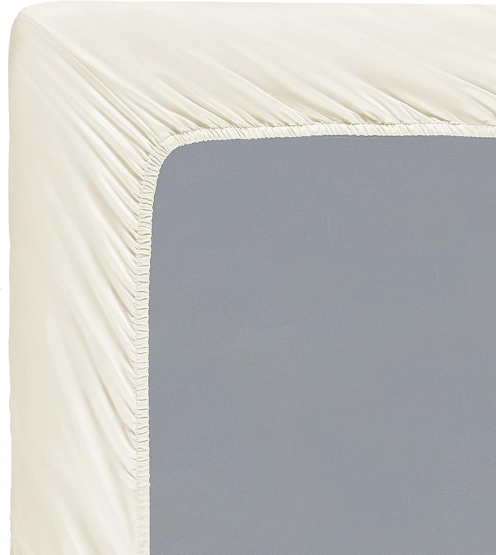 100% Supima Cotton Sheets 600 Thread Count,Bed Sheet Set Queen Size Sheets 4 Pieces,Soft & Silky Sateen Weave, Fits Mattress Up to 18',Deep Pocket, Breathable & Fade Resistant(Ivory,Queen)