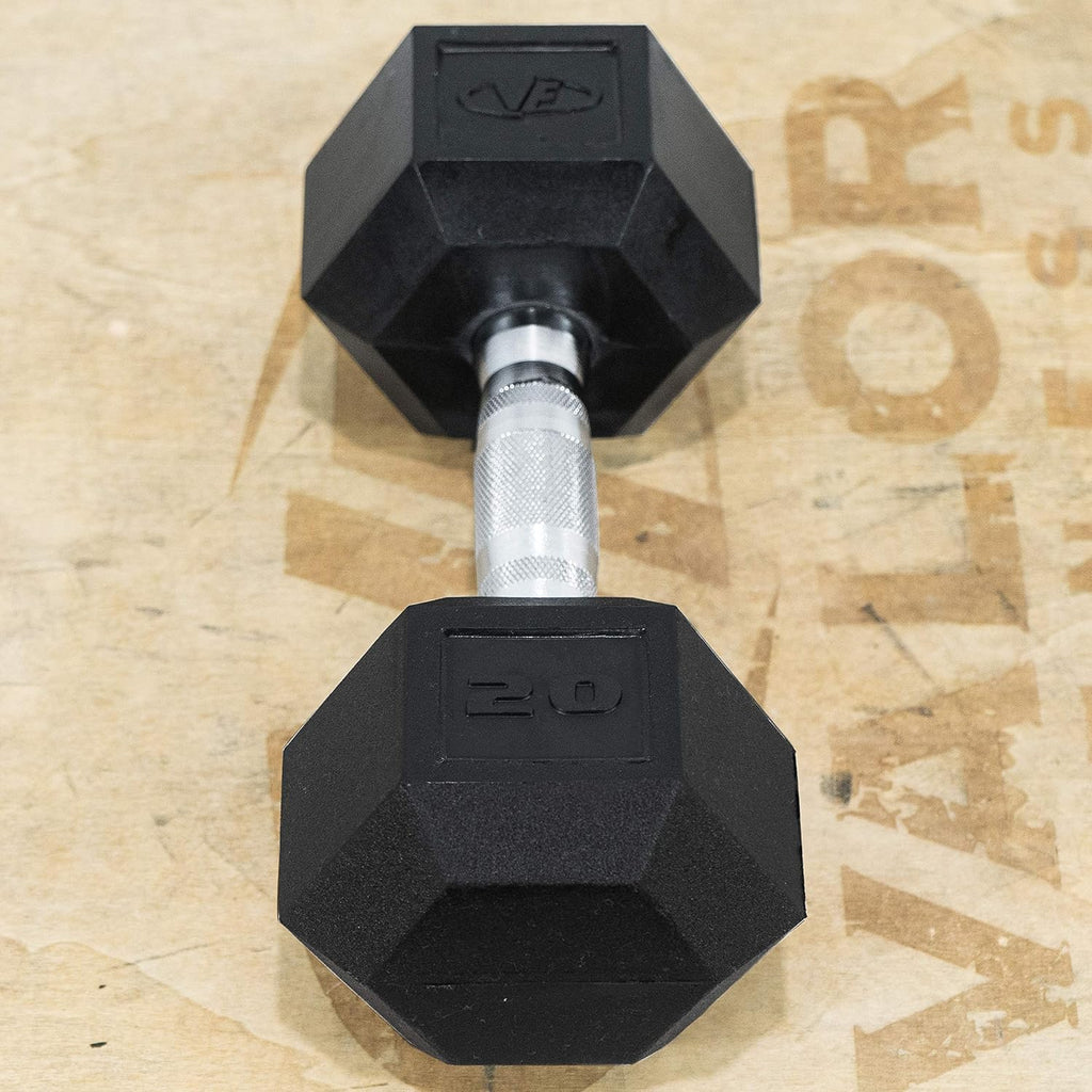 Valor Fitness Rubber Hex Dumbbell Free Weights for Home Gym Workout Equipment for Strength Training