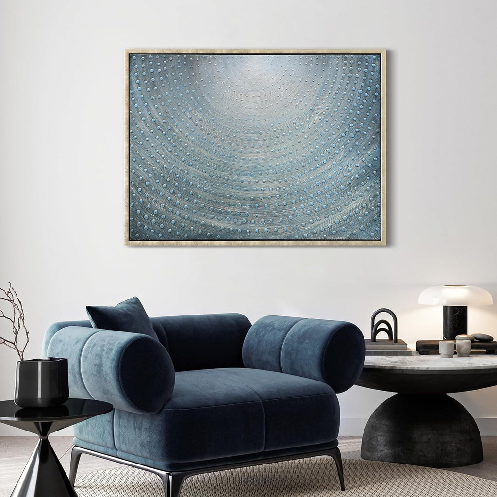 Empire Art Direct Cosmic Swirl Textured Metallic Hand Painted Blue Framed Canvas Wall Art, Ready to Hang, Living Room, Bedroom & Office, 30'x40'x1.5'