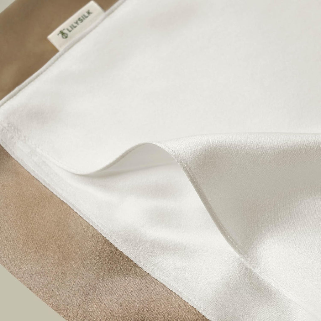 LILYSILK Oxford Envelope Silk Pillowcase for Hair and Skin 100% Pure 19 Momme Mulberry Silk Pillow Cases Both Sides Silk Bed Pillow 1 Pc Queen Size 20''x30'' Taupe