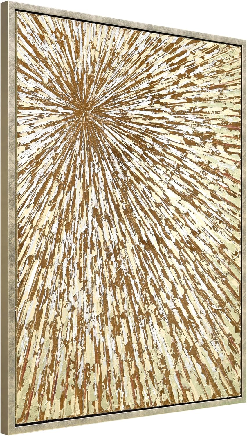 Empire Art Direct Radiant Burst Metallic Hand Painted Framed Canvas Wall Art with Gold Foil, Ready to Hang, Living Room, Bedroom & Office, 30'x40'x1.5'
