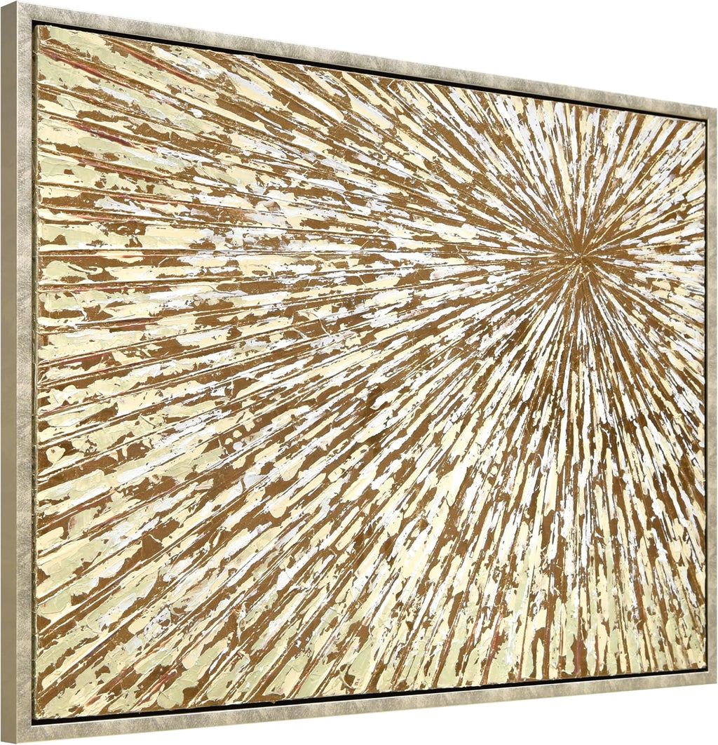 Empire Art Direct Radiant Burst Metallic Hand Painted Framed Canvas Wall Art with Gold Foil, Ready to Hang, Living Room, Bedroom & Office, 30'x40'x1.5'