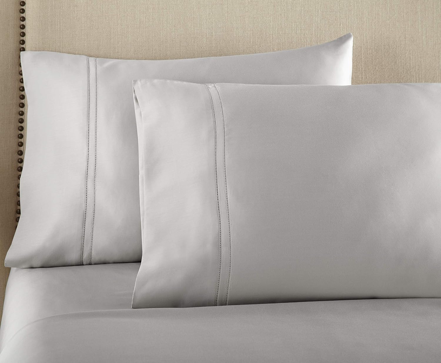 Pure Parima Yalda Sheet Set – 100% Certified Egyptian Cotton, Double-Hem Stitch, Queen, Grey