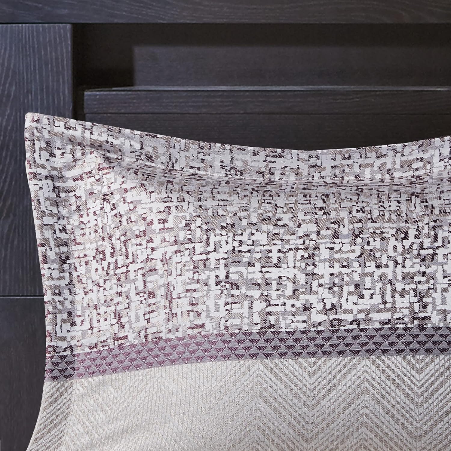 Madison Park Luxury Comforter Set-Traditional Jacquard Design, All Season Down Alternative Bedding, Matching Bedskirt, Decorative Pillows, King(104'x92'), Rhapsody, Striped Purple 7 Piece