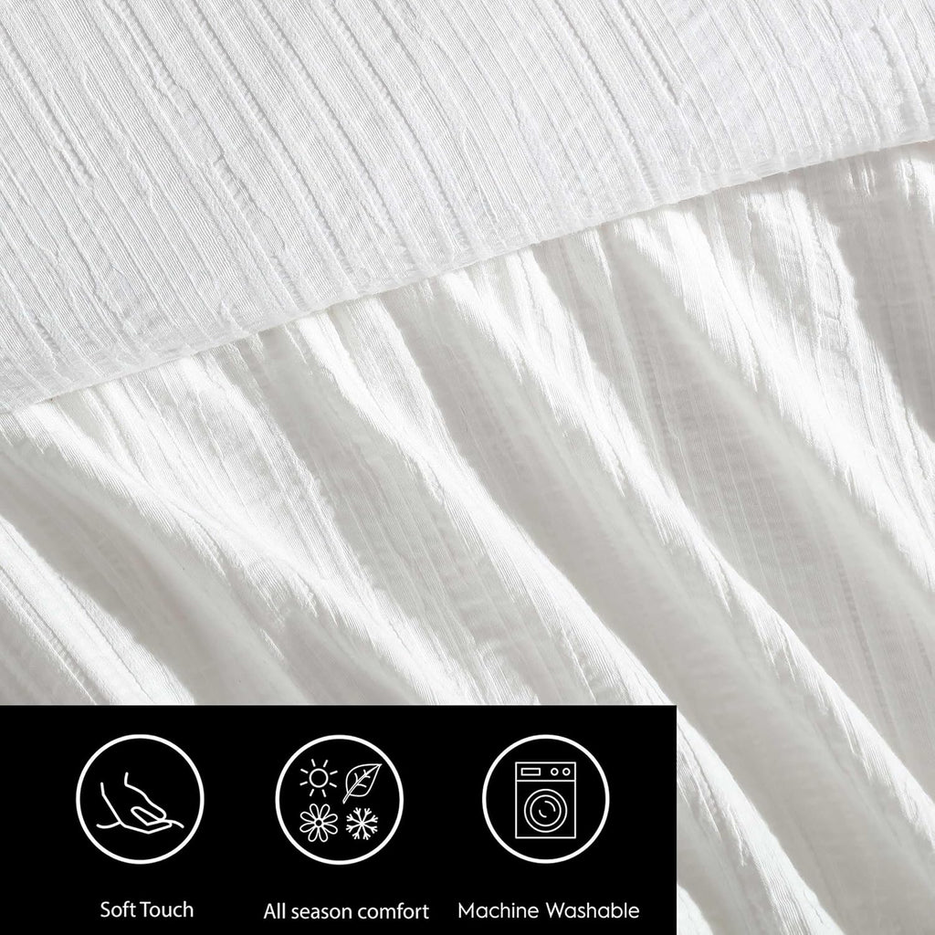 Vera Wang - Comforter Set, Luxurious Bedding Set with Matching Shams, Grid Pattern Design, Chic Room Essentials (Bark Texture White, Queen)