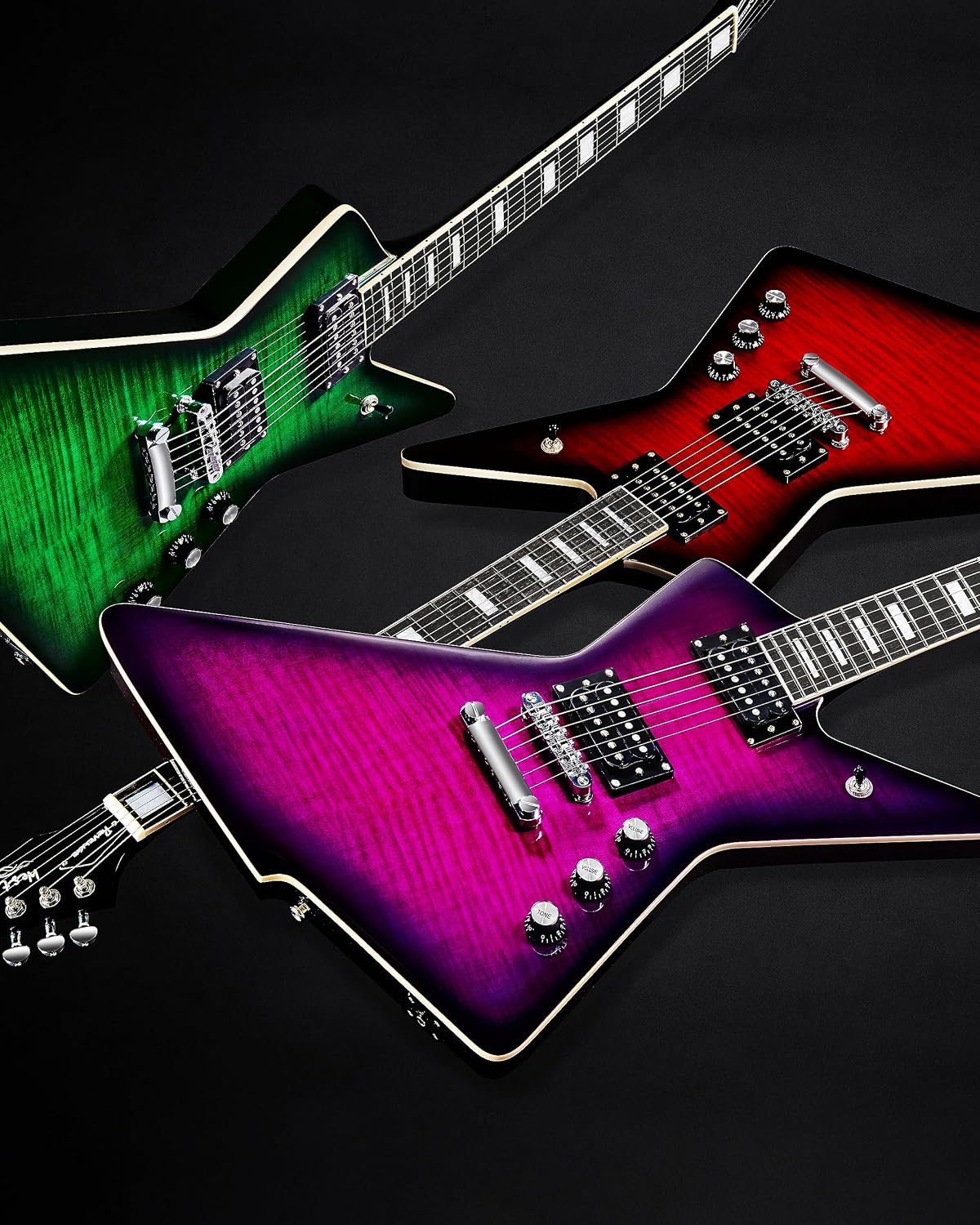 WestCreek Revenge Right Handed Electric Guitar, Heavy Metal Humbucker Pickups, Mahogany Body, Rosewood Fretboard (Green Lizard)