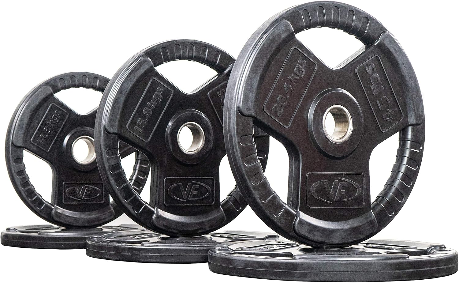 Valor Fitness OP Olympic Weight Plates Coated Rubber Weights w/Weight Plate Set, Barbell Weights w/Grips for Home Gym