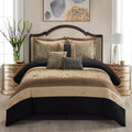 Grand Avenue Black/Gold Bed Comforter King Set, 7 Piece, Ultra Soft, Premium Microfiber, Pillow Shams Bedskirt, Jacquard Bedding Set, All Season