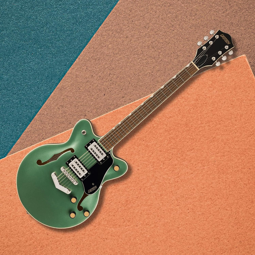 Gretsch G2655 Streamliner Center Block Jr. Electric Guitar with Maple Body (Steel Olive) Bundle