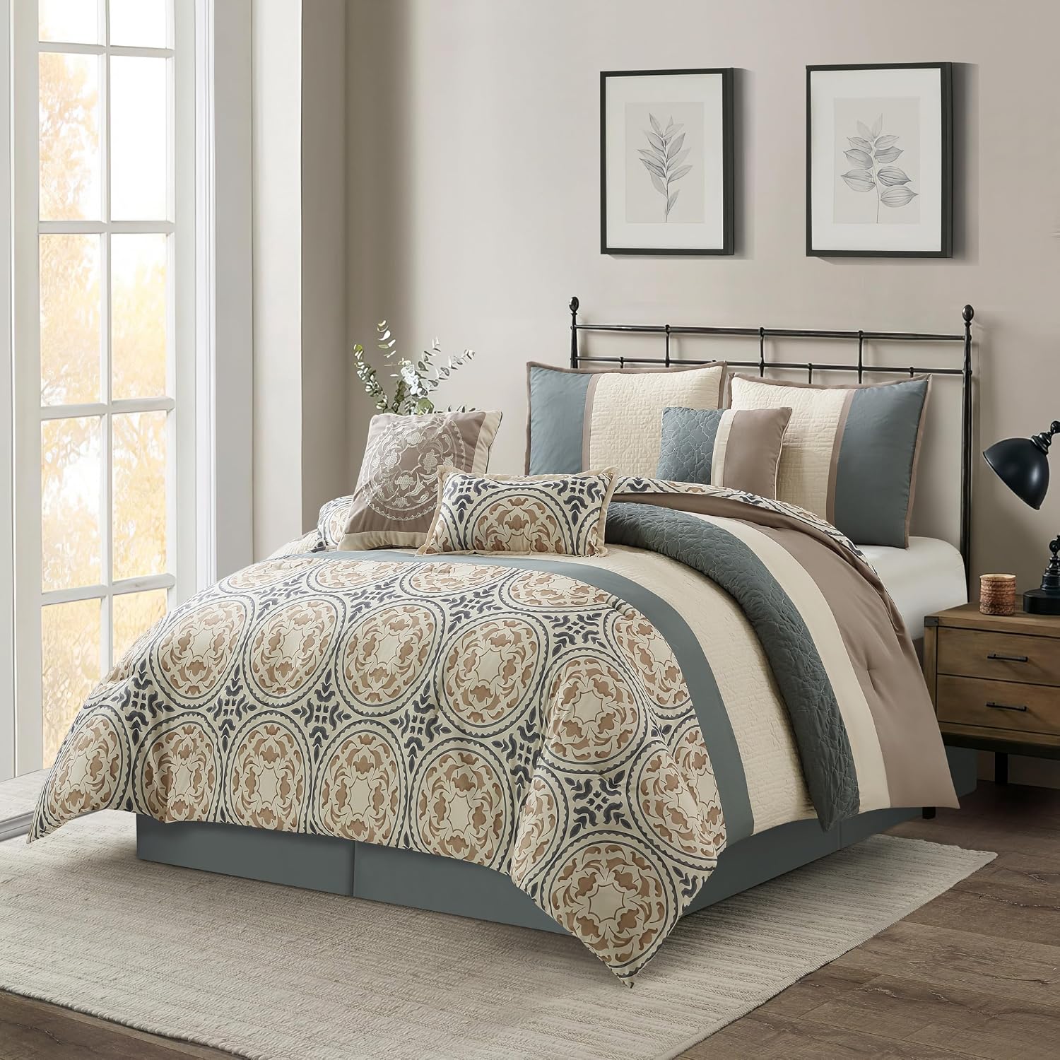 Stratford Park Multi-Color Bed Sets Queen with Comforter, 7 Piece Bedding Sets & Collections, Comforter Set, Matching Pillow Shams & Bedskirt
