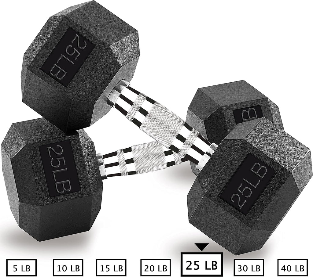 Hex Dumbbells 5,10,15,20,25,30,40 LB Exercise & Fitness Weights Dumbbell For Women & Men Free Weights Rubber Coated cast Iron Set