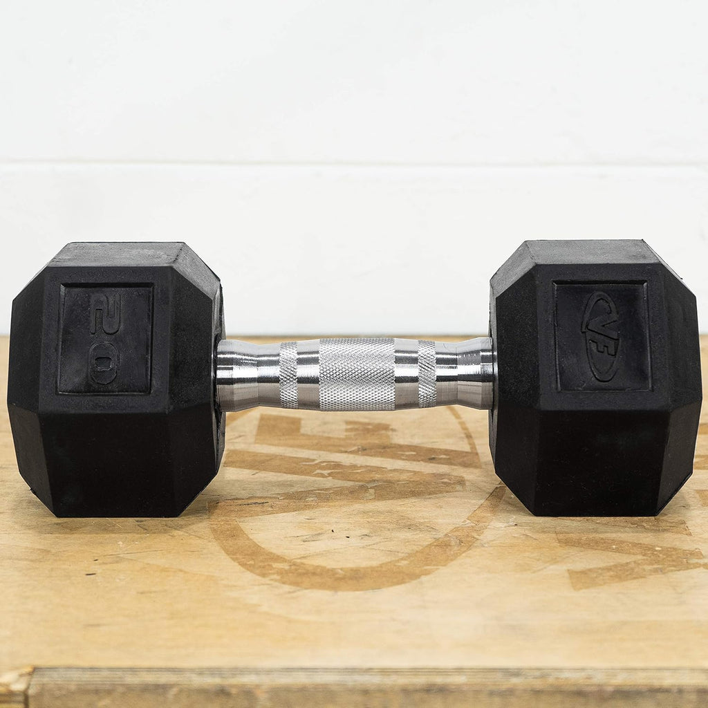 Valor Fitness Rubber Hex Dumbbell Free Weights for Home Gym Workout Equipment for Strength Training
