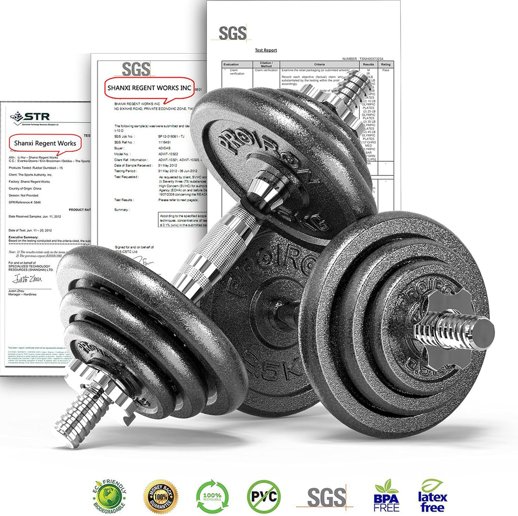 PROIRON 20kg/30kg Adjustable Dumbbells Weights set for Men Women, Cast Iron Dumbell Barbells set, Strength Training Equipment Home Gym Fitness, Hand Weights, Free Weights Bar Bell for Weight Lifting