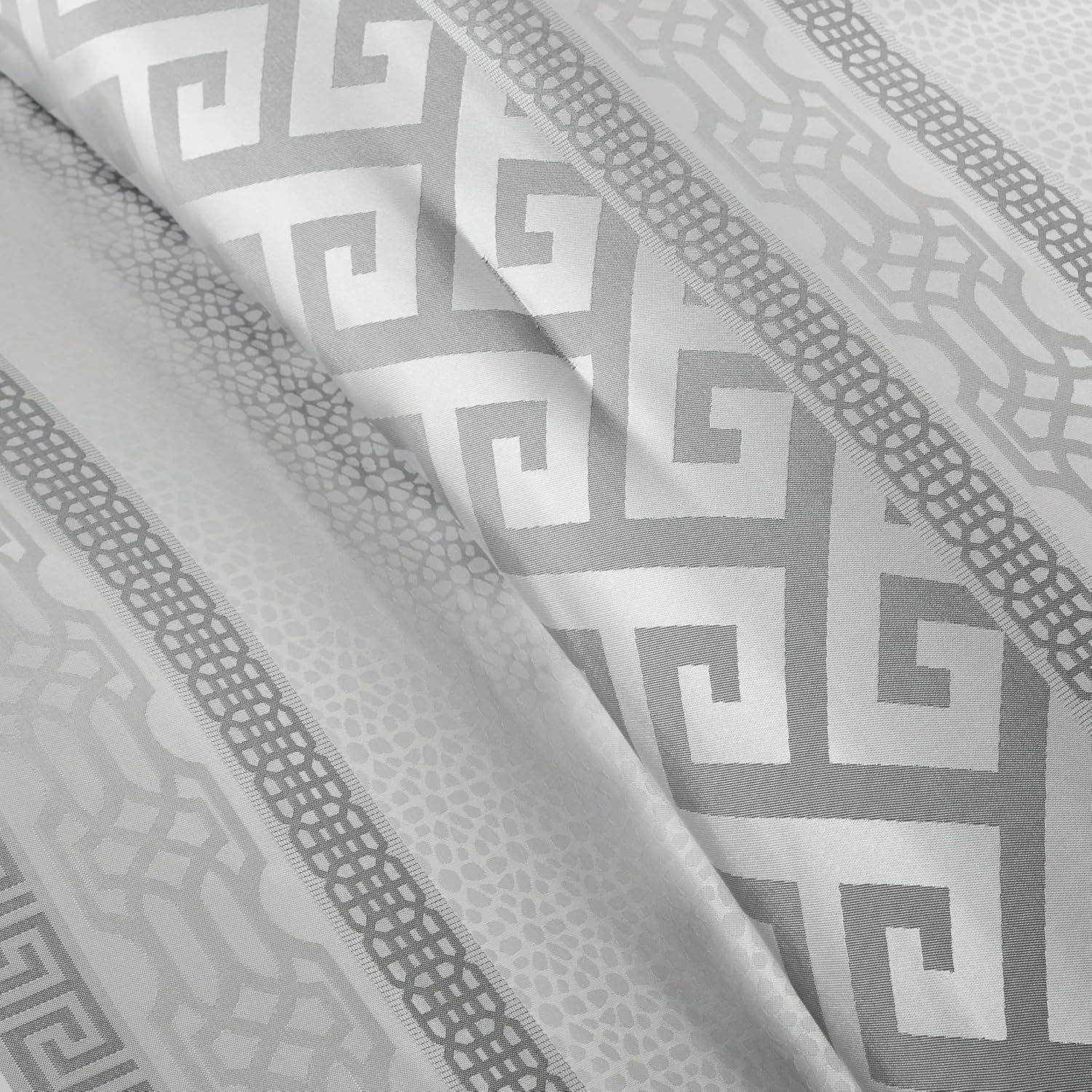 Madison Park Luxury Comforter Set-Traditional Jacquard Design All Season Down Alternative Bedding, Matching Bedskirt, Decorative Pillows, King(104'x92'), Bennett, Geometric Grey, 7 Piece