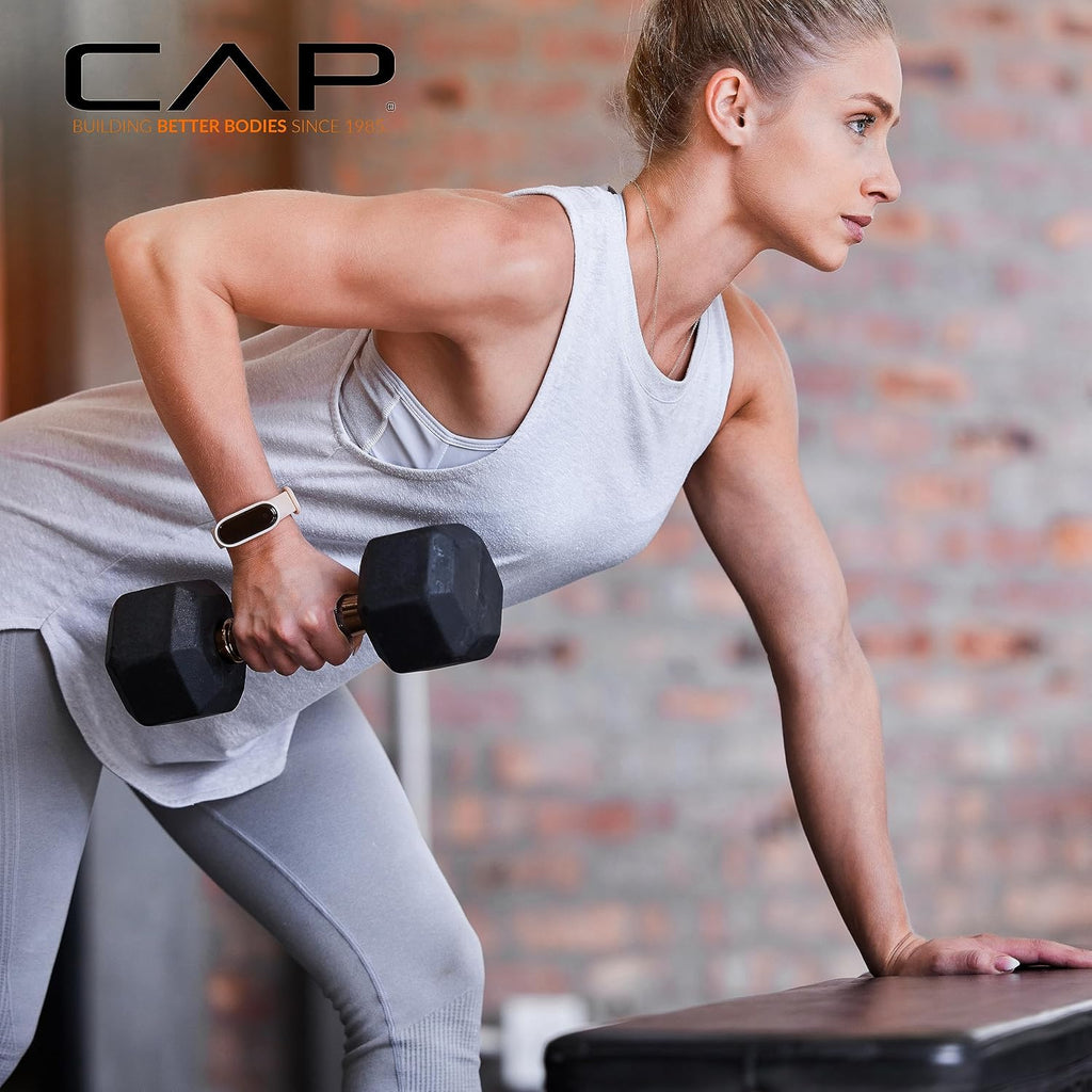 CAP Barbell 150 LB Coated Hex Dumbbell with Copper Handle Weight Set and Vertical Rack