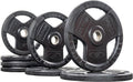 Valor Fitness OP Olympic Weight Plates Coated Rubber Weights w/Weight Plate Set, Barbell Weights w/Grips for Home Gym