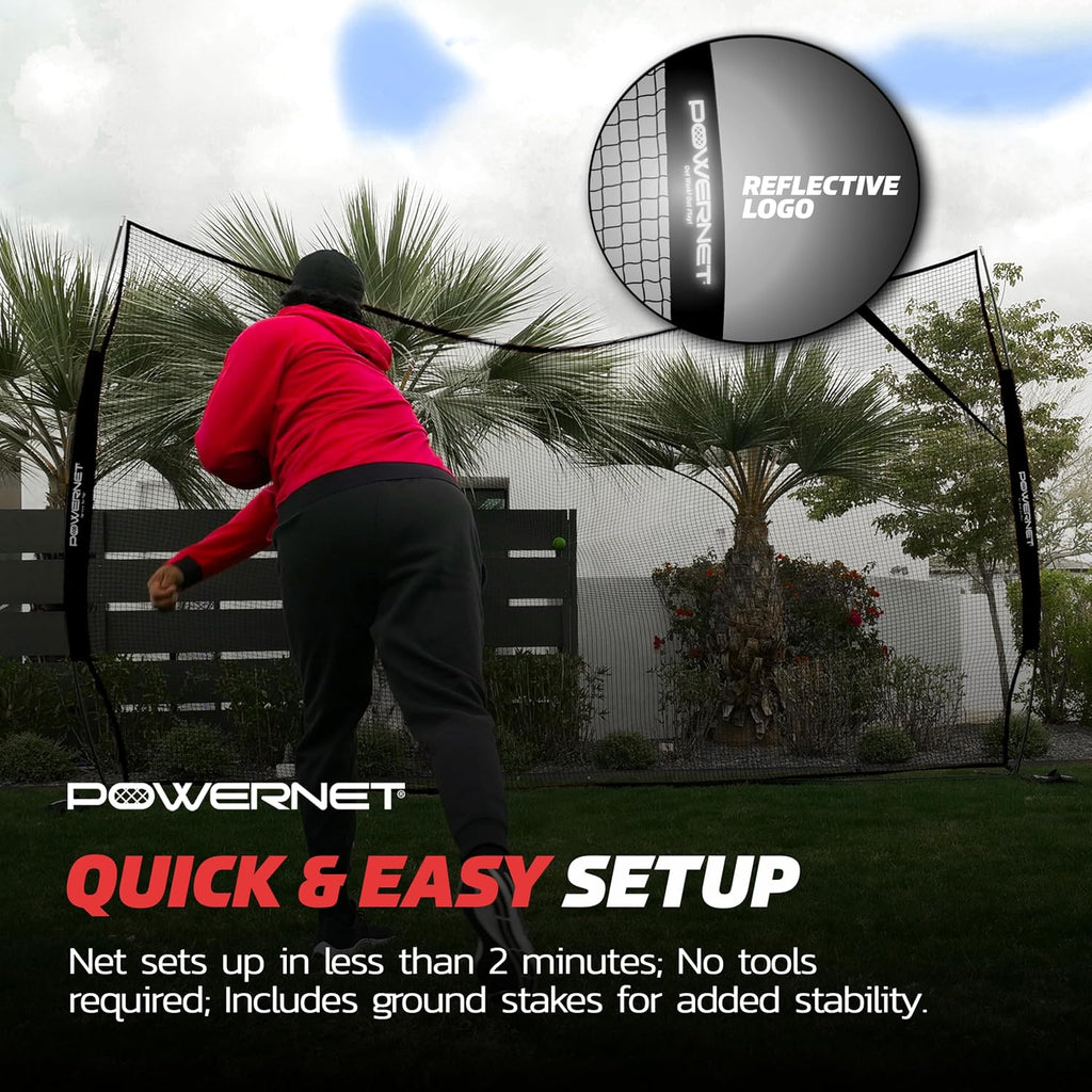 PowerNet Portable Sports Rebounder -Basketball, Volleyball, Soccer, Baseball, Softball and Lacrosse, Backyard & Garage Backstop, Indoor Outdoor Safety Net for Protection