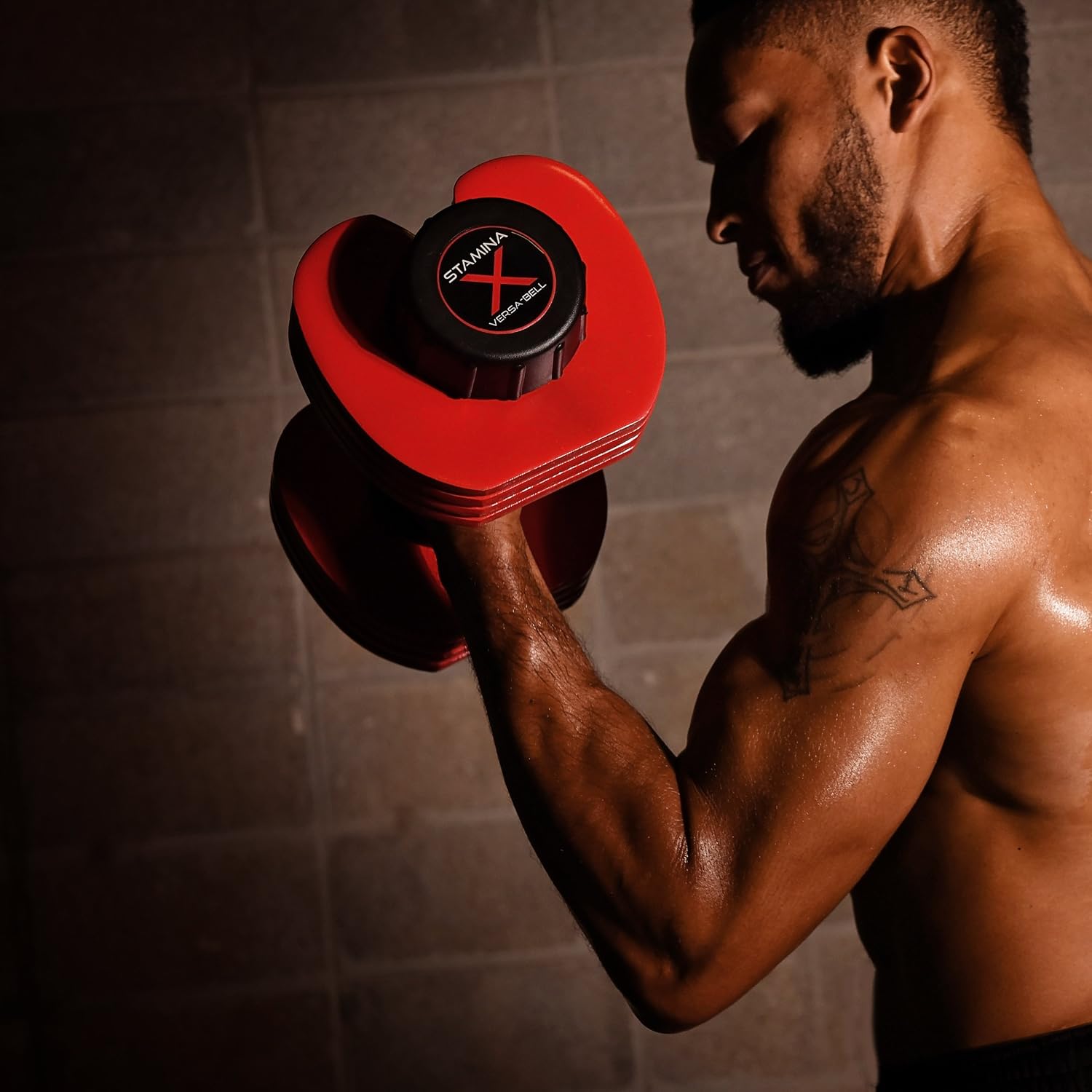 Stamina X Versa-Bell Adjustable Dumbbell 10-50 lb w/ Smart Workout App - 9 in 1 Adjustable Weight Set - Strength Training Equipment for Home Gym Weightlifting