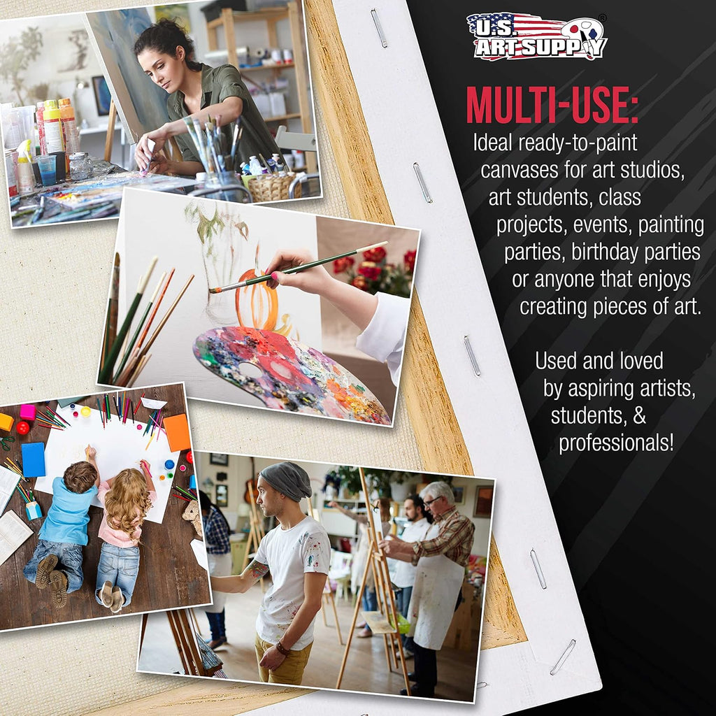 U.S. Art Supply Rectangle Stretched Canvas for Painting 36x36 inch Gallery Depth 1-1/2' Thick, 2-Pack - 17oz Acrylic Gesso Triple Primed, Professional Artist Quality, 100% Cotton - Oil, Pouring Paint