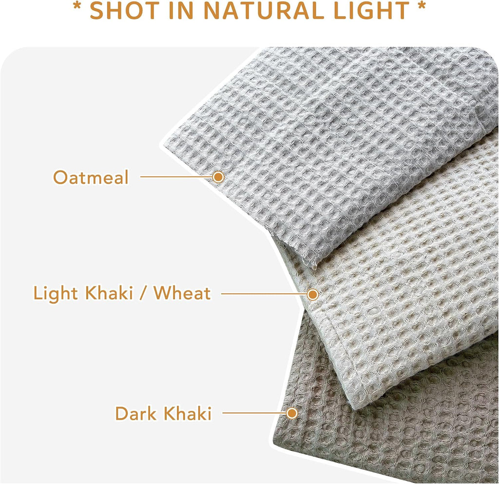 Sanracie Oversized Queen Quilt (102'x118'), Cotton Waffle Weave Quilt Sets, 3Pcs Luxury Aesthetic Quilt Bedding Set, Soft Breathable Lightweight Farmhouse Coverlet Set for All Season, Dark Khaki