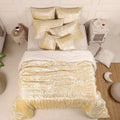 The Harry Creations 3 Pcs Set Solid Pattern Velvet Bedding Ultra Donna Crushed Luxury Boho Duvet Cover (Crush- Custard Yellow, Super King Plus 114' x 118')