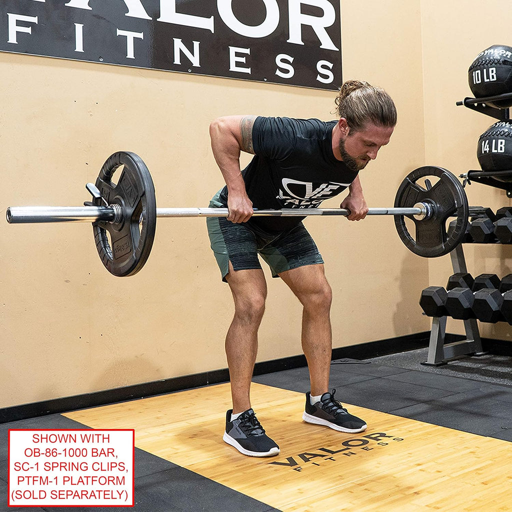 Valor Fitness OP Olympic Weight Plates Coated Rubber Weights w/Weight Plate Set, Barbell Weights w/Grips for Home Gym