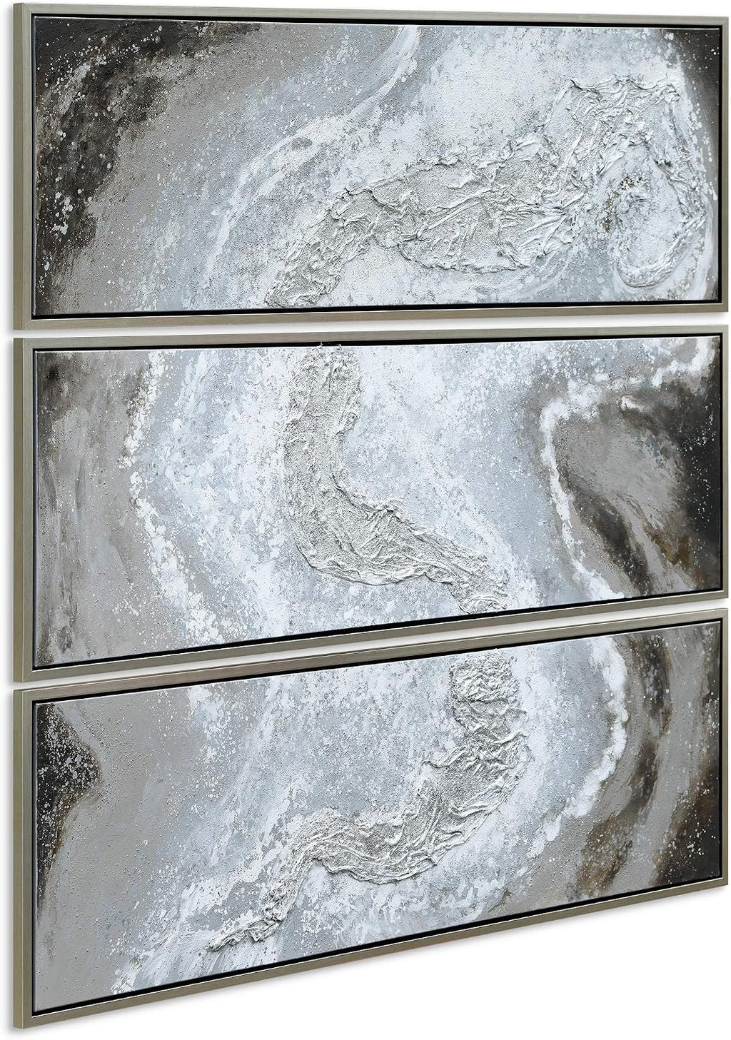 Empire Art Direct Abstract Wall Art Textured Hand Painted Canvas by Martin Edwards, Triptych, 60' x 20' each, Iced