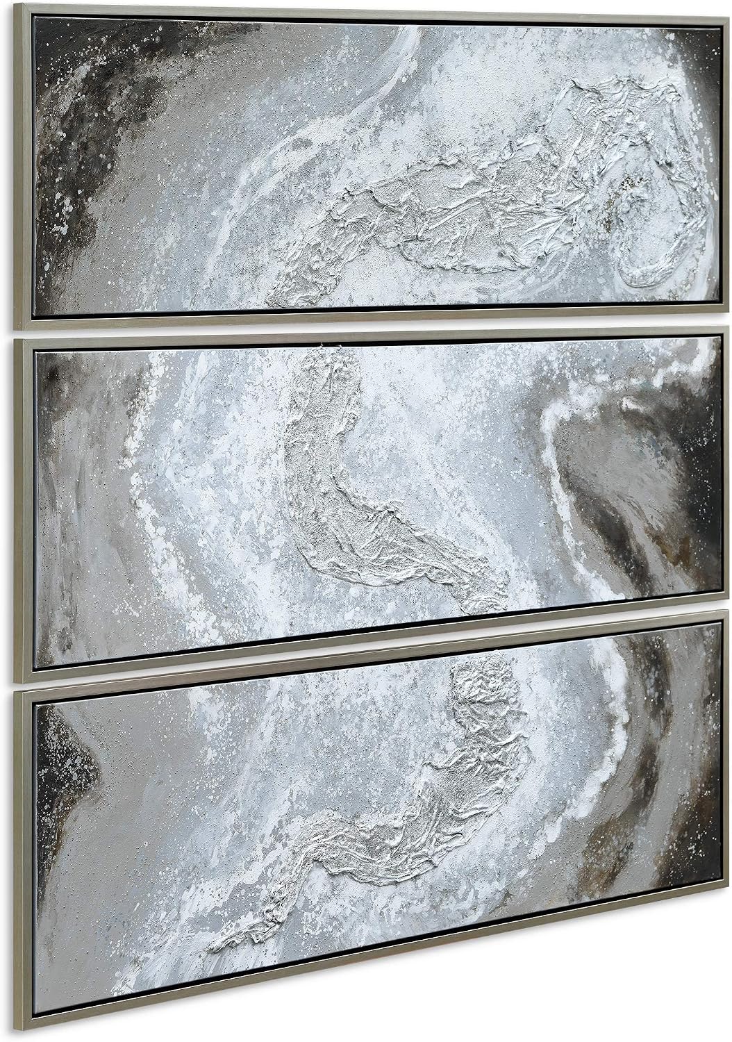 Empire Art Direct Abstract Wall Art Textured Hand Painted Canvas by Martin Edwards, Triptych, 60' x 20' each, Iced