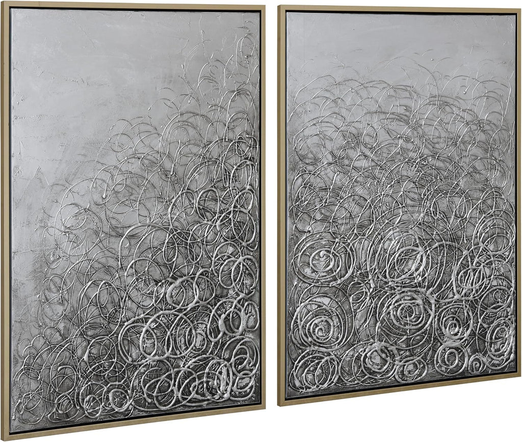 Empire Art Direct Abstract Wall Art Textured Hand Painted Canvas by Martin Edwards, Diptych, 48' x 36' each, Circular Logic