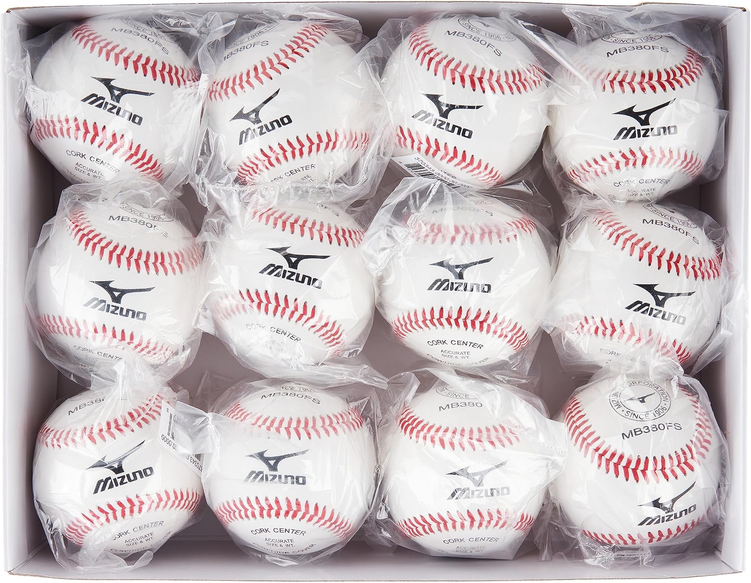 Mizuno MB380 Flat Seam Baseball | White | Unisex | NO Size (0000)