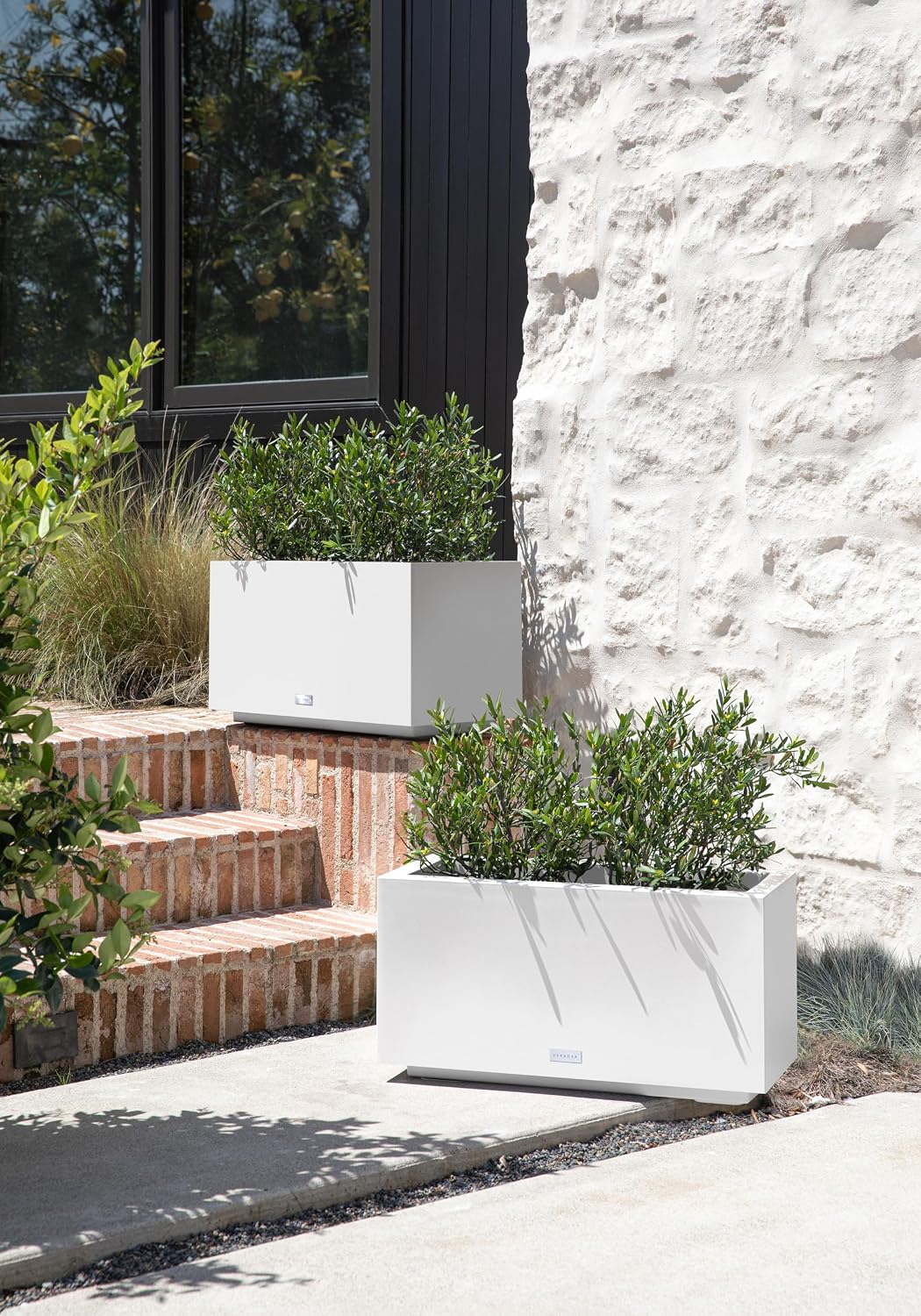 Veradek Block Series Long Box Planter - Large Rectangular Planter for Indoor or Outdoor Patio/Porch | Durable All-Weather Use with Drainage Holes | Modern Décor for Tall Plants, Flowers or Shrubs