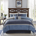 Madison Park - MP10-1638 Collins Comforter Set Bed in a Bag, Cal King(104'x92'), Blue Grey
