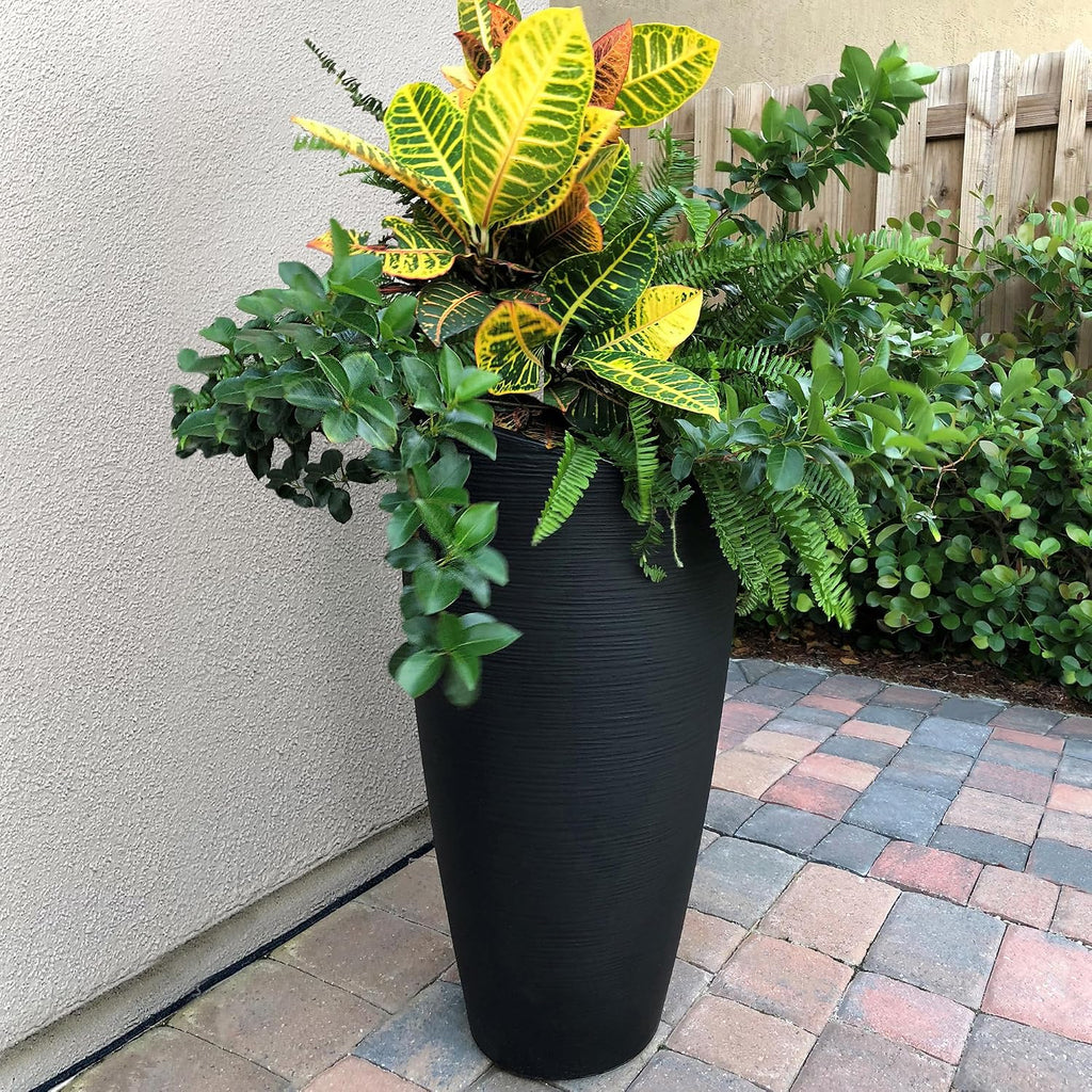 Mayne Modesto 32-Inch Tall Planter – Weather-Resistant Planter for Flowers – Durable Indoor/Outdoor Design for Patio, Porch, or Entryway