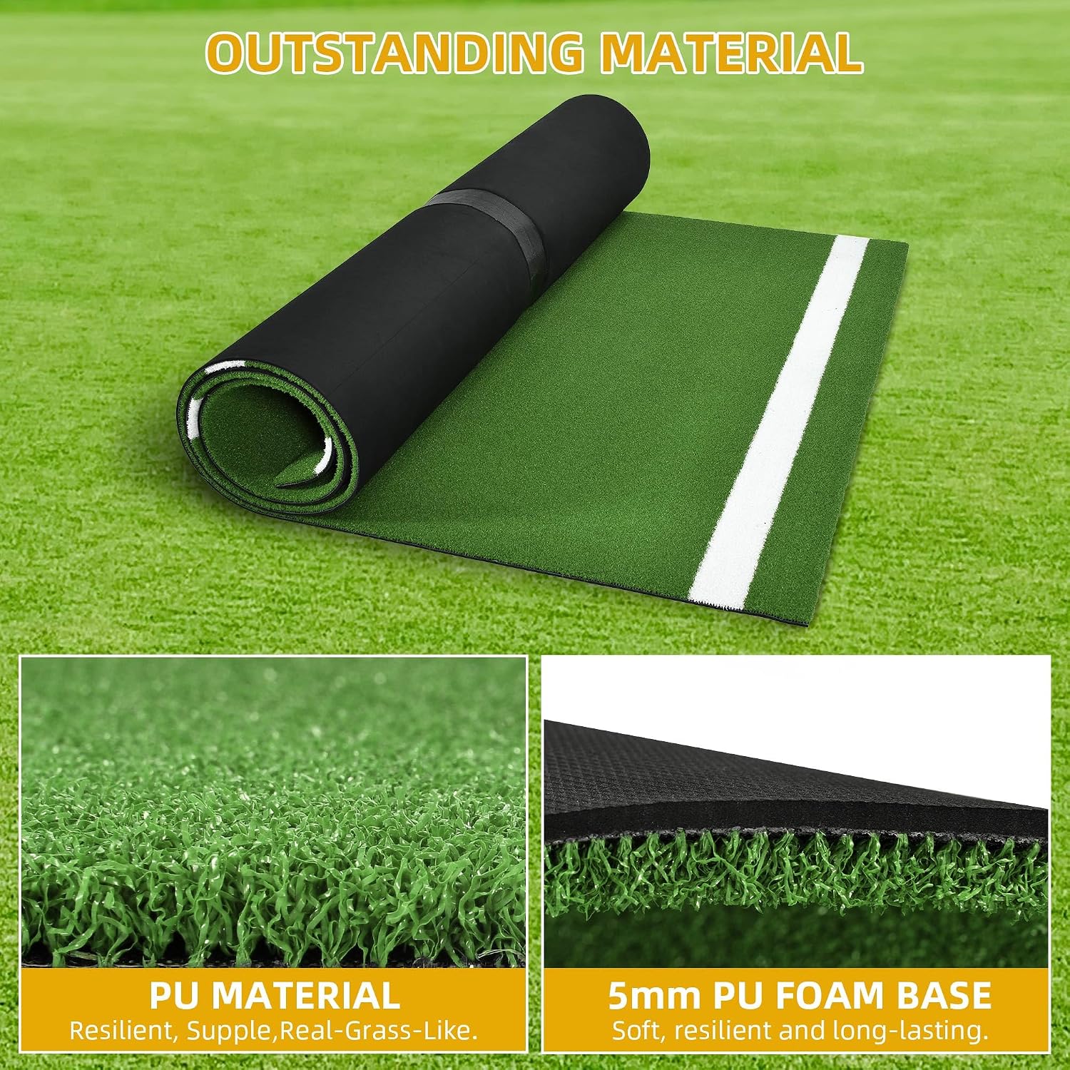 Shopsource Baseball Batting Mat, 12x6ft Softball Hitting Mat, Batters Box Turf Mats with Home Plate, Anti-Slip Baseball Softball Cage Mats for Indoor Outdoor